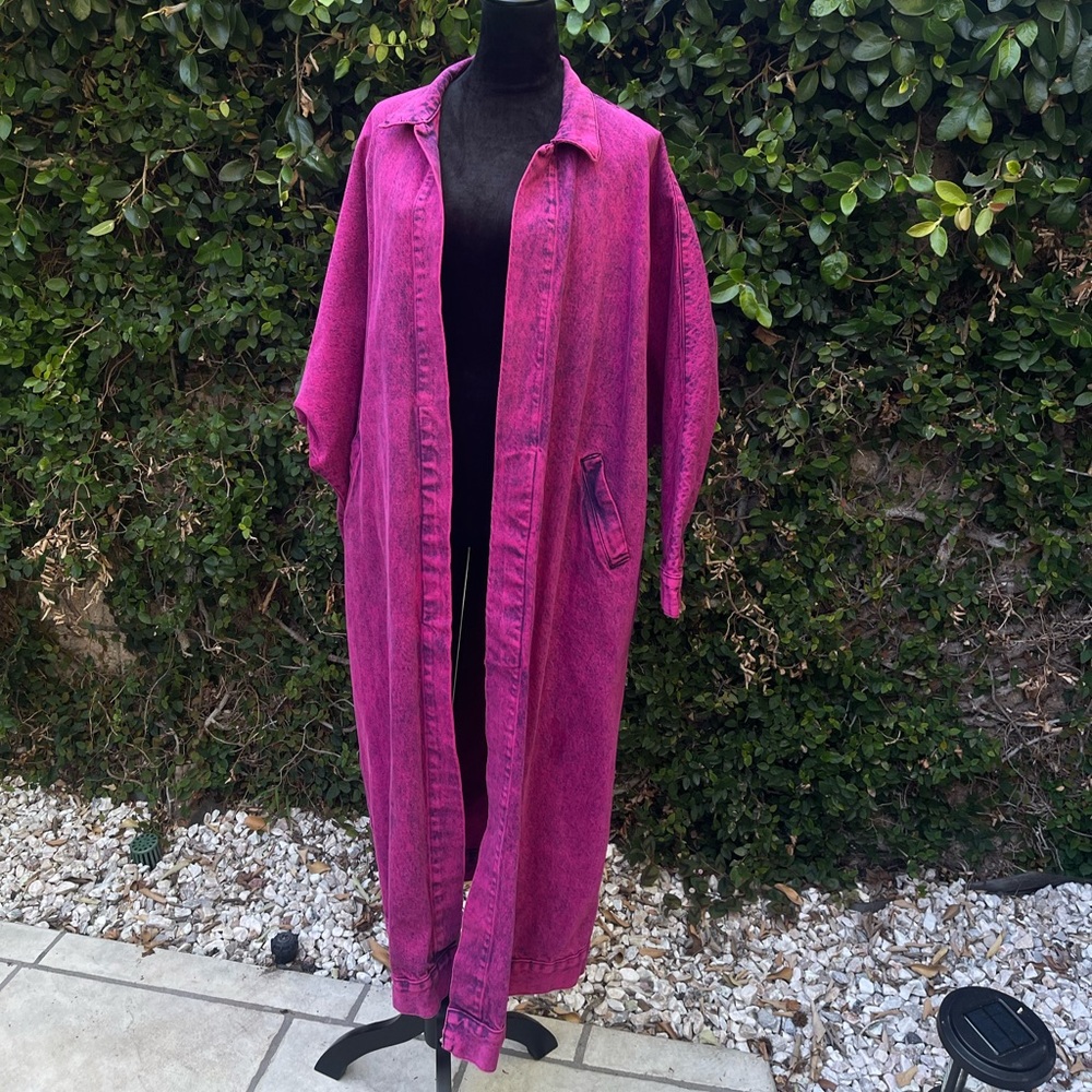 Vintage magenta denim overcoat
